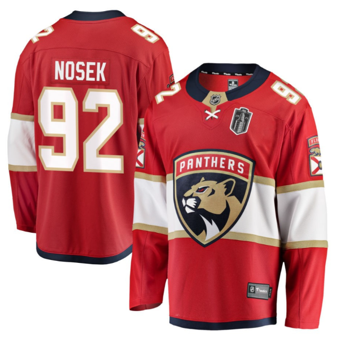 Tomas Nosek 92 Florida Panthers 2025 Stanley Cup Final Home Breakaway Men Jersey Red