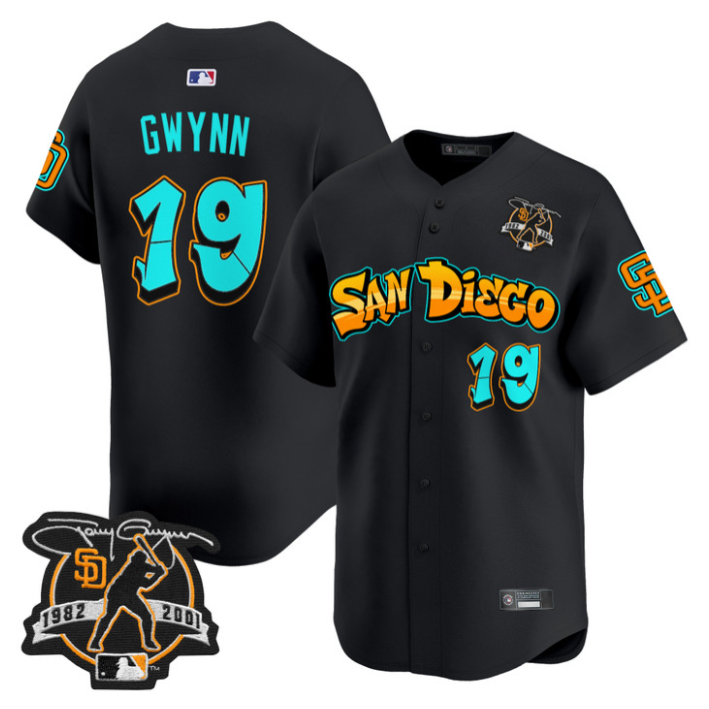 Tony Gwynn Jersey #19 San Diego Padres Graffiti Barrio Edition Stitched Black