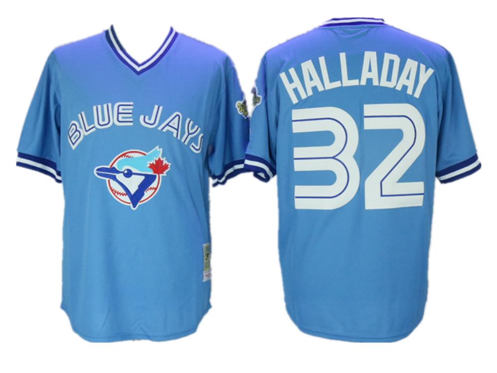 Toronto Blue Jays Roy Halladay Blue 1993 World Series Throwback Pullover Jersey