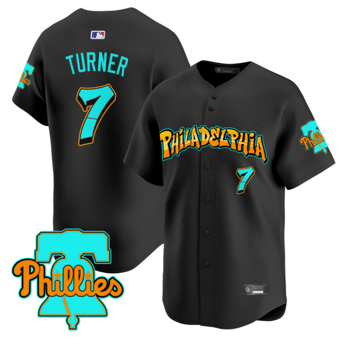 Trea Turner Jersey #7 Philadelphia Phillies Graffiti Broad Street Edition Black