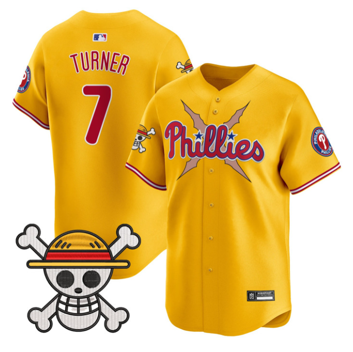 Trea Turner Jersey #7 Philadelphia Phillies One Piece 2025 Stitched Gold