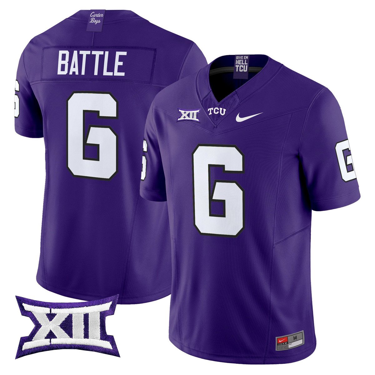 Trent Battle Jersey #6 TCU Horned Frogs 2025 Vapor Limited Stitched Purple