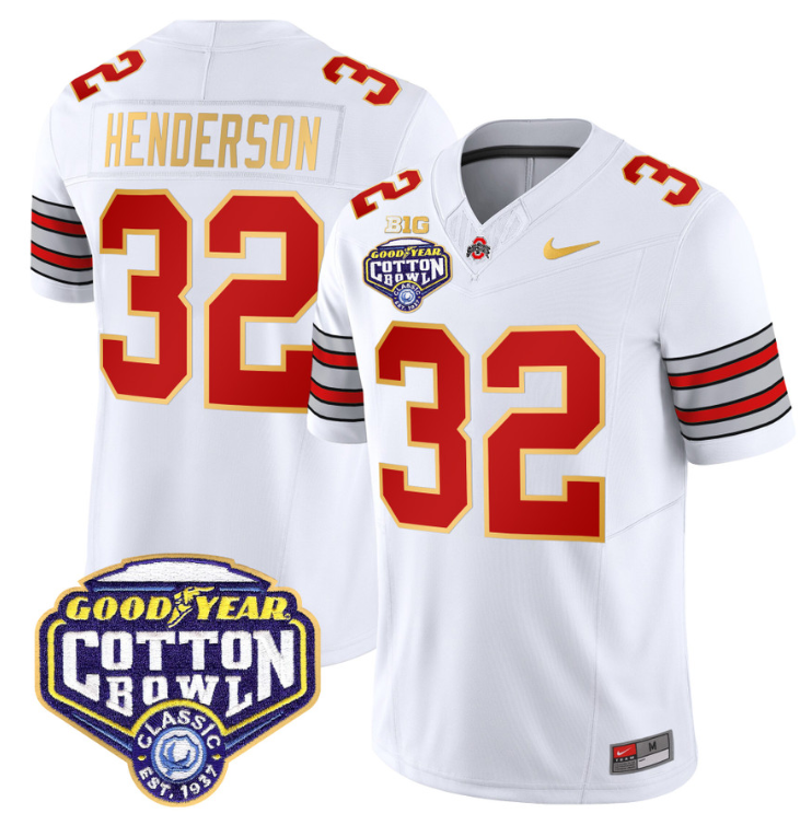 Treveyon Henderson Jersey #32 Ohio State 'Heritage Stripe' Cotton Bowl White