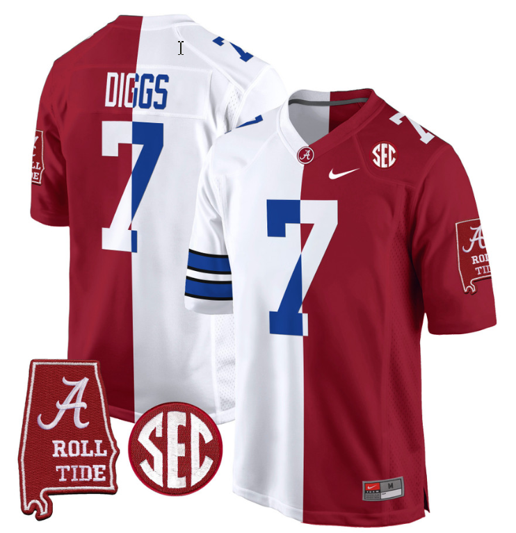 Trevon Diggs Jersey #7 Alabama Crimson Tide Split Football Game Stitched