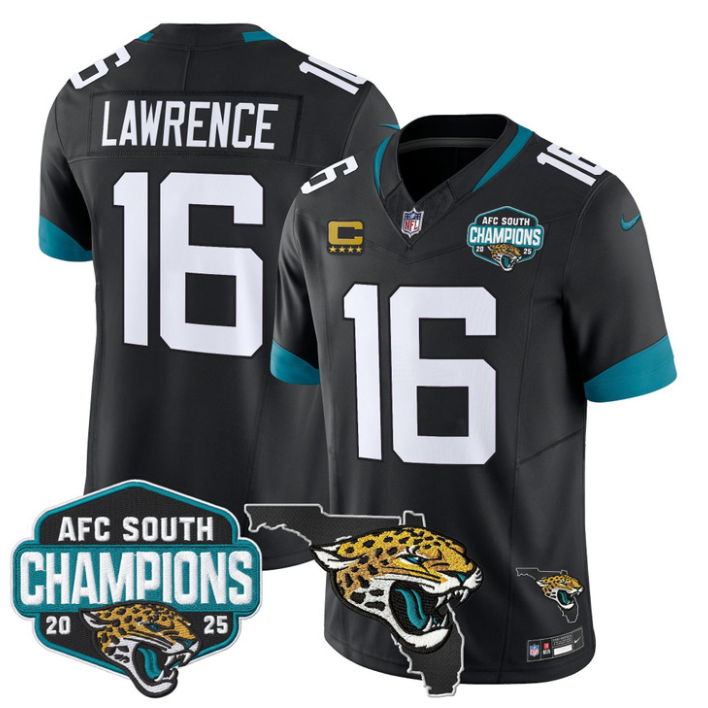 Trevor Lawrence Jersey #16 AFC South Division Champions 2025 Florida Black