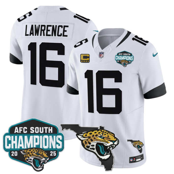 Trevor Lawrence Jersey #16 AFC South Division Champions 2025 Florida White