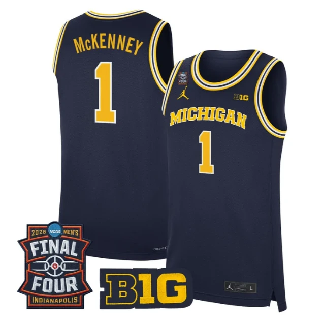 Trey McKenney Jersey #1 Michigan Wolverines 2026 Final Four Stitched Navy
