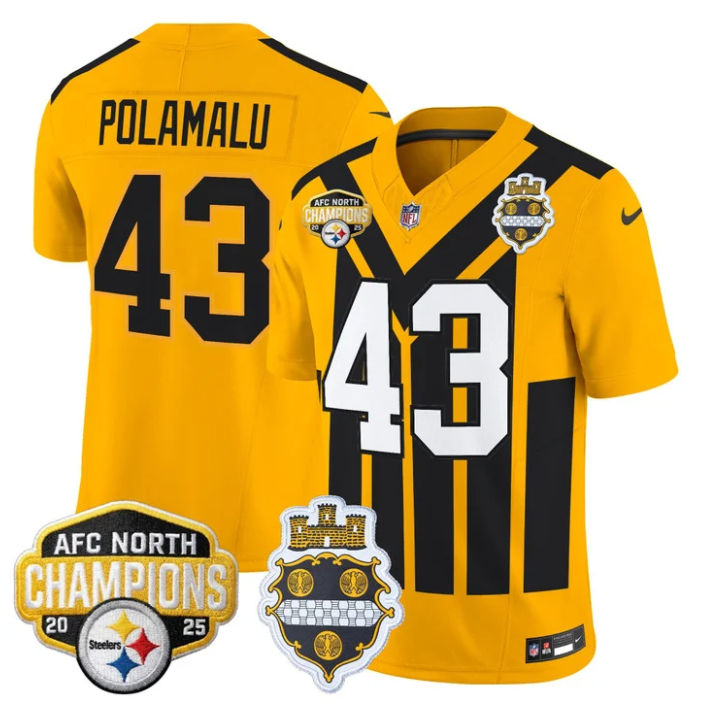 Troy Polamalu Jersey #43 AFC North Division Champions 2025 Stitched 1933 Throwback