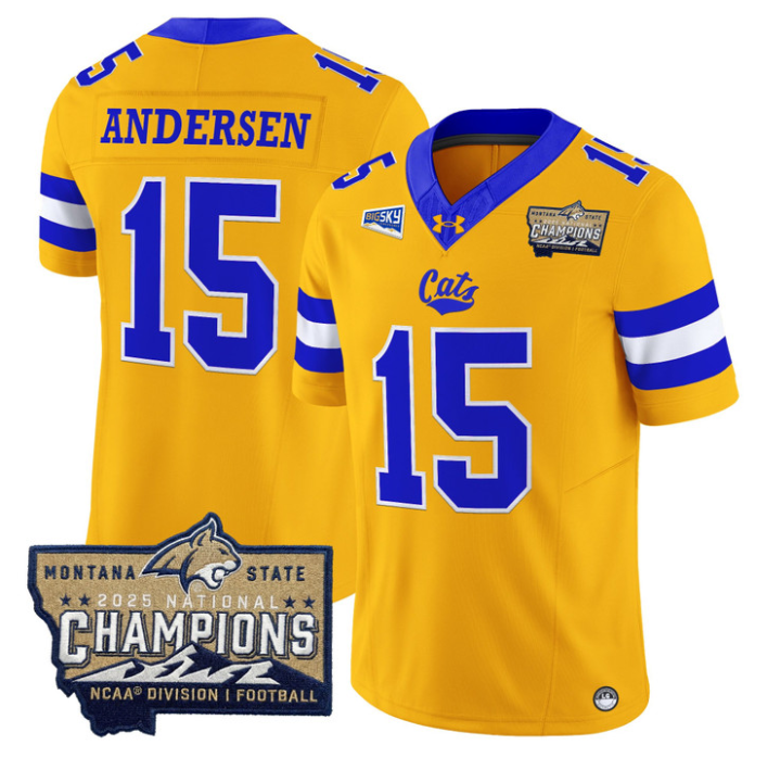 Troy Andersen Jersey #15 Montana State Bobcats 2025 National Champions Gold