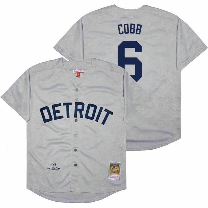 Ty Cobb Jersey #6 Detroit Tigers Throwback Cooperstown Stitched Gray