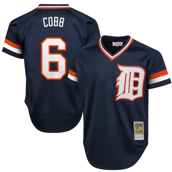 Ty Cobb Jersey #6 Detroit Tigers Throwback Cooperstown Stitched Navy