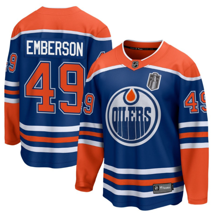 Ty Emberson 49 Edmonton Oilers 2025 Stanley Cup Final Home Breakaway Men Jersey Royal
