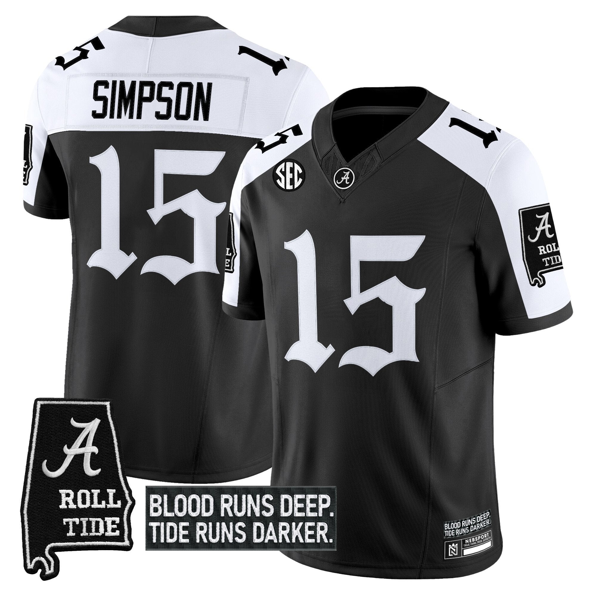 Ty Simpson Jersey #15 Alabama Crimson Gothic Bama Blood Edition Stitched Alter