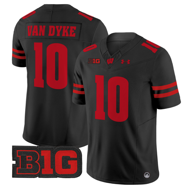 Tyler Van Dyke Jersey #10 Wisconsin Badgers Vapor Football Stitched Black