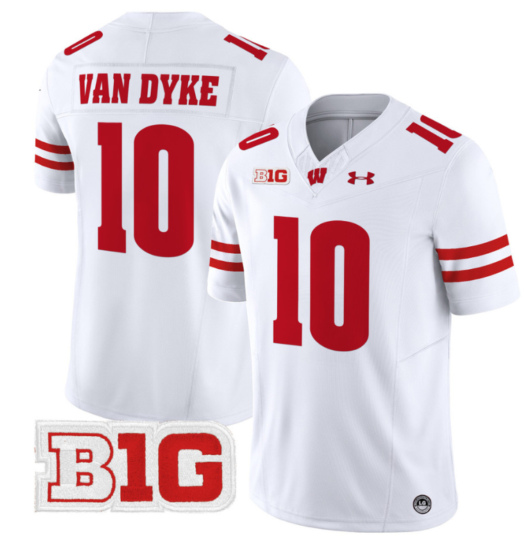 Tyler Van Dyke Jersey #10 Wisconsin Badgers Vapor Football Stitched White