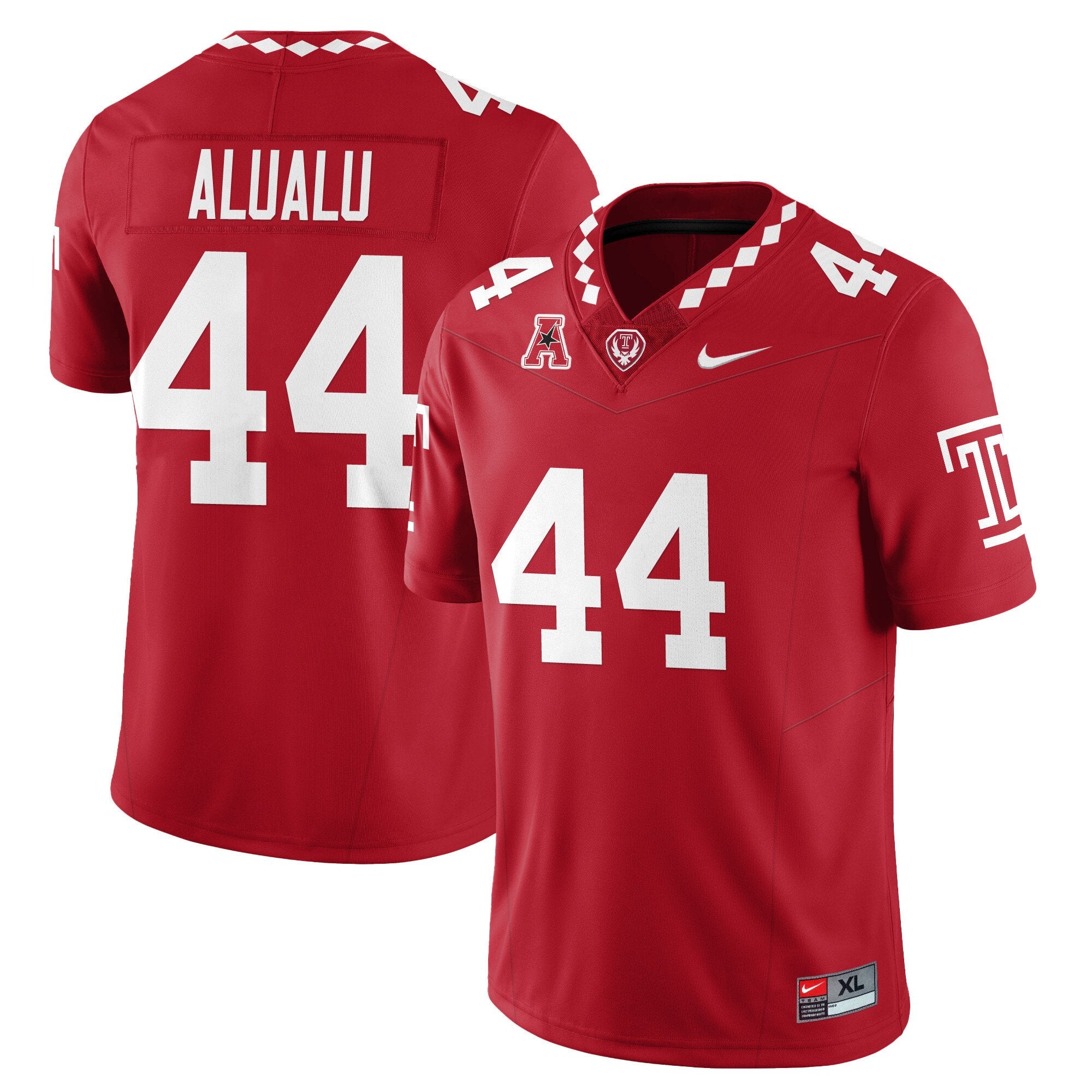 Tyree Alualu Jersey #44 Temple Football 2025 Vapor Limited Stitched Red