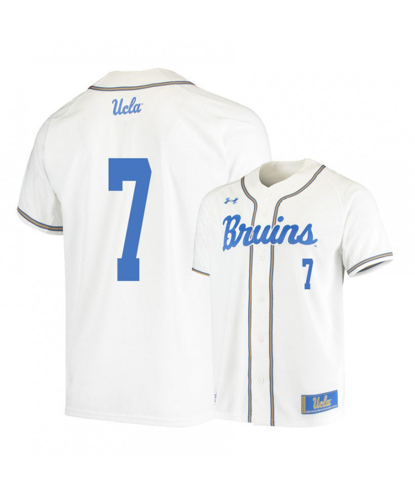 UCLA Bruins 7 JT Schwartz White College Baseball Jersey