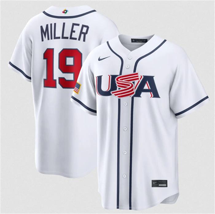 USA Baseball #19 Mason Miller Jersey White 2026 World Baseball Classic Home Stadium Stitched