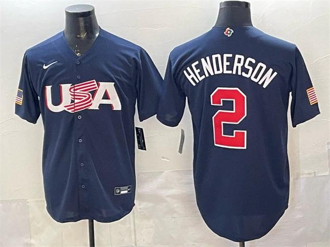USA Baseball #2 Gunnar Henderson Navy World Baseball Classic Stitched Jersey