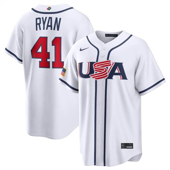 USA Baseball #41 Joe Ryan Jersey White 2026 World Baseball Classic Home Stadium Stitched