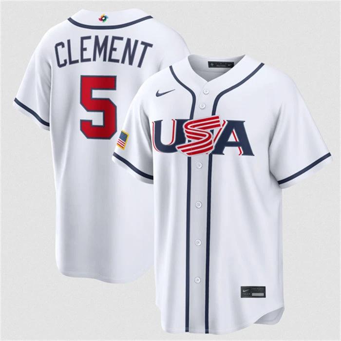 USA Baseball #5 Ernie Clement Jersey White 2026 World Baseball Classic Home Stadium Stitched