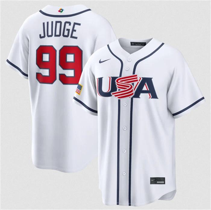 USA Baseball #99 Aaron Judge Jersey White 2026 World Baseball Classic Home Stadium Stitched