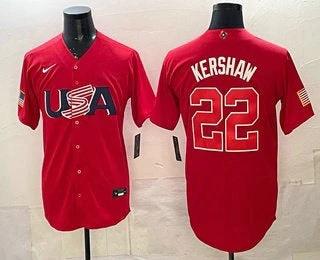 USA #22 Clayton Kershaw Red 2026 World Baseball Classic Cool Base Jersey