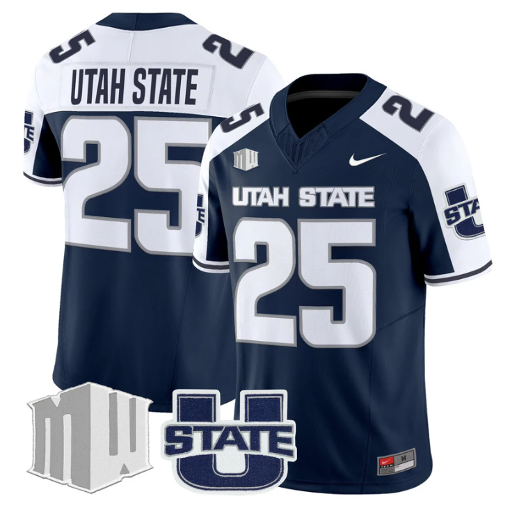 Utah State Jersey #25 Utah State Aggies 2025 Vapor Limited Stitched Navy Alter