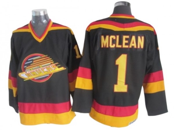 Vancouver Canucks #1 Kirk McLean 1989 Vintage CCM Jersey - Black