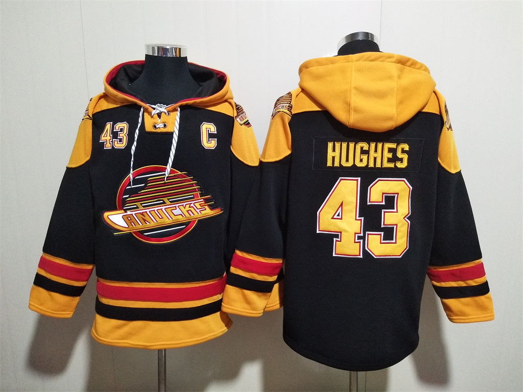 Vancouver Canucks #43 Quinn Hughes Pullover Hoodie Black