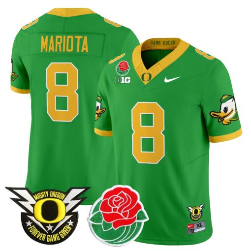 Marcus Mariota Jersey #8 Oregon Ducks 2025 Rose Bowl Game Patch Vapor Green