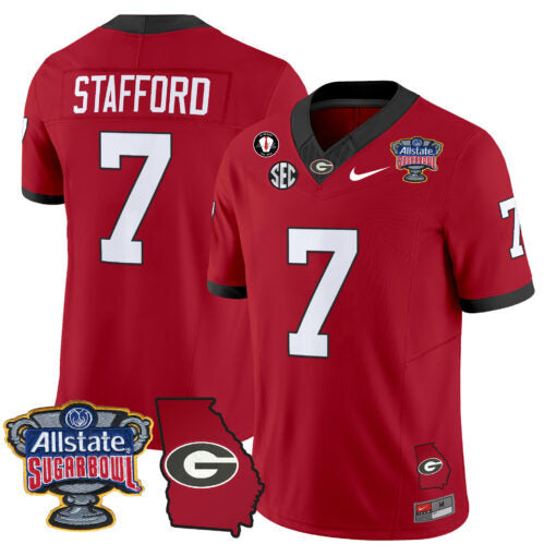 Matthew Stafford Jersey #7 Georgia Bulldogs 2025 Sugar Bowl Patch Vapor Red