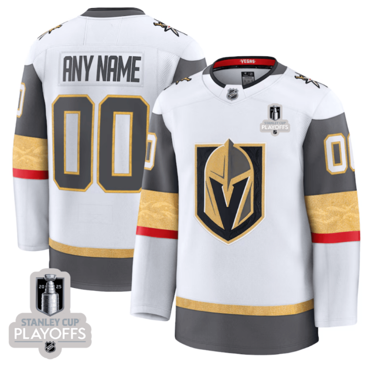 Vegas Golden Knights 2025 NHL Playoffs Patch Away Men Custom Jersey - White
