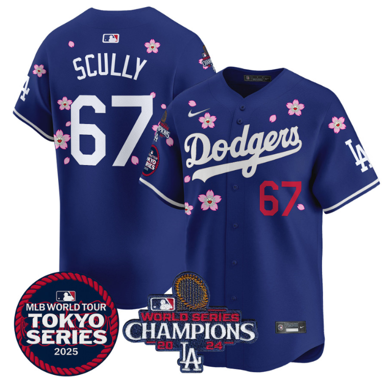 Vin Scully Jersey #67 Dodgers Tokyo Series 2025 World Series Champions Patch Royal