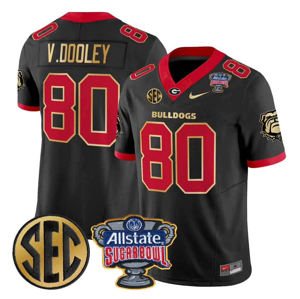 Vince Dooley Jersey #80 Georgia Bulldogs Sugar Bowl Patch Stitched