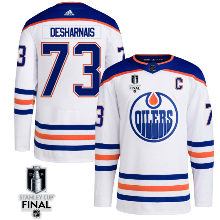 Vincent Desharnais 73 Edmonton Oilers 2024 STANLEY CUP Final Away Jersey Men, White