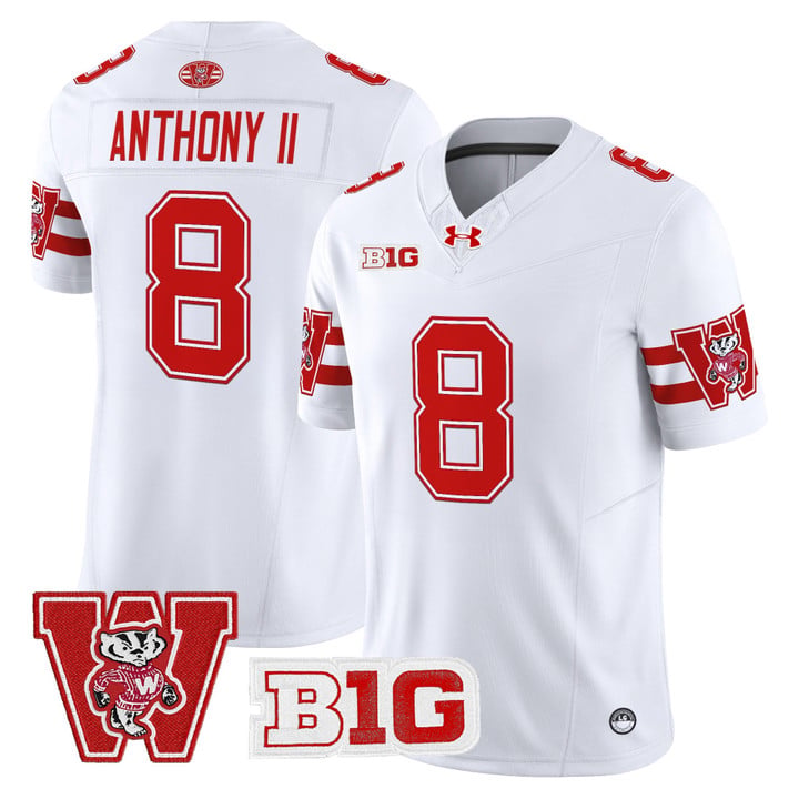Vinny Anthony II Jersey #8 Wisconsin Badgers Throwback Stitched White