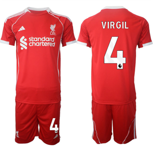 Virgil Jersey #4 Liverpool Red Home 2025 Soccer Suit