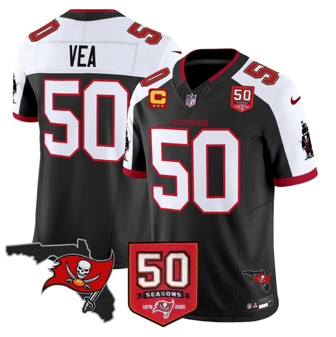 Vita Vea Jersey #50 50 Seasons 1976-2025 Vapor Limited Stitched Black Alter