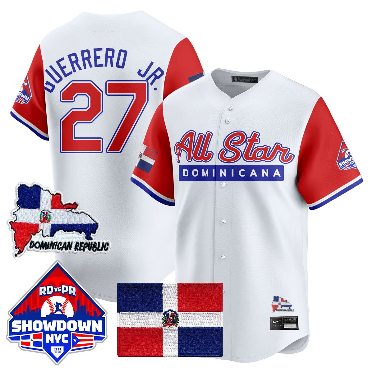 Vlad Guerrero Jr Jersey #27 Dominican Republic Baseball All-Star 2025 Red Sleeves