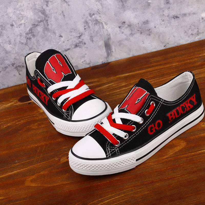 Wisconsin Badgers Limited Print NCAA College Students Low Top Canvas Shoes Sport Sneakers 1