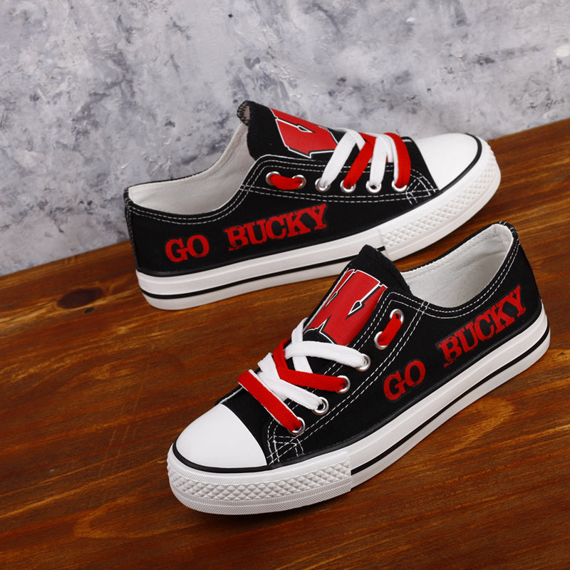 Wisconsin Badgers Limited Print NCAA College Students Low Top Canvas Shoes Sport Sneakers 1