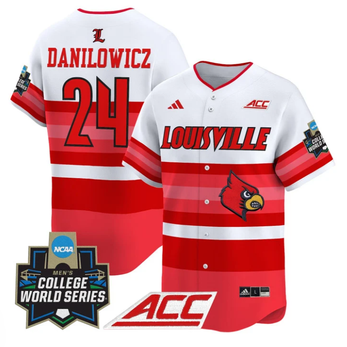 Wyatt Danilowicz Jersey #24 Louisville Cardinals 2025 World Series Gradients