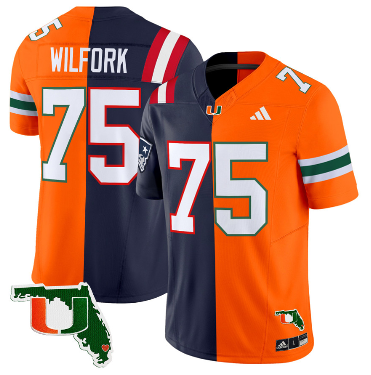 Wilfork Jersey #75 Miami Hurricanes Split Vapor V2 Football Stitched