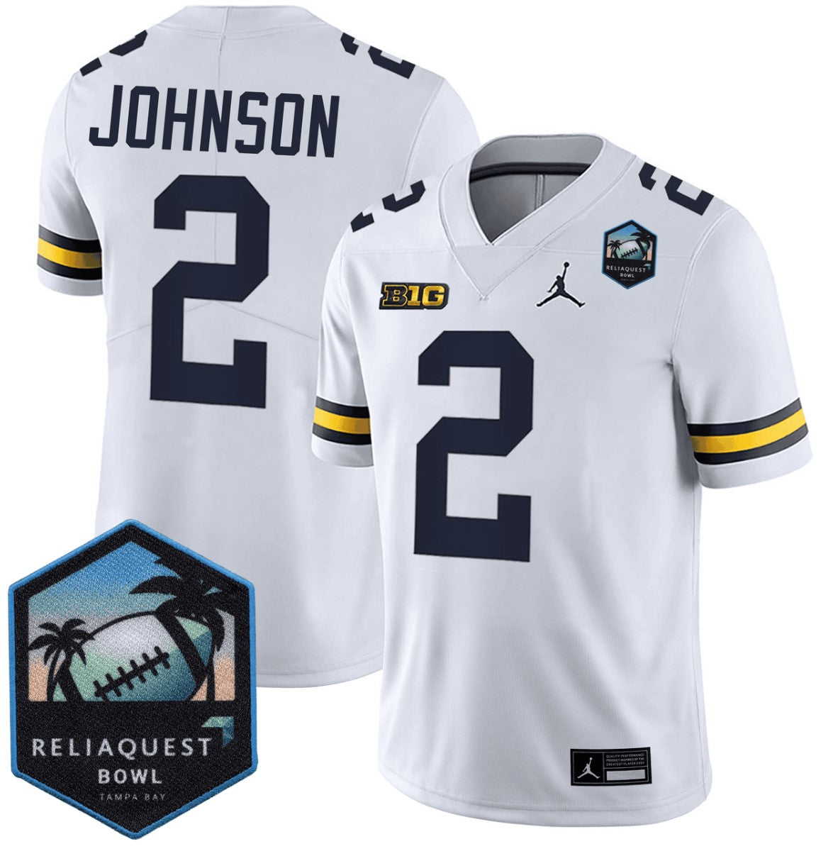 Will Johnson Jersey #2 Michigan Wolverines ReliaQuest Bowl Patch Vapor White