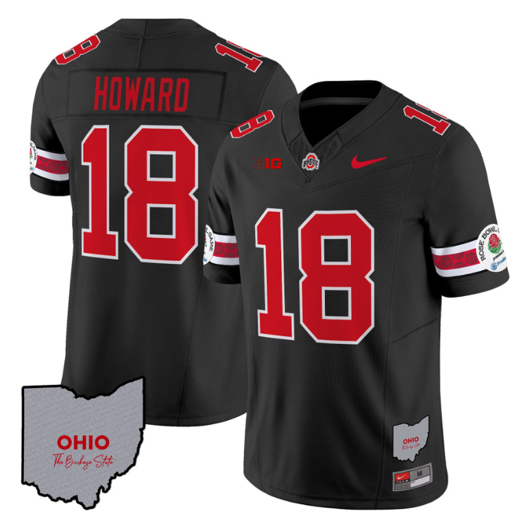 Will Howard Jersey #18 Ohio State Rose Bowl Patch Football V3 Black