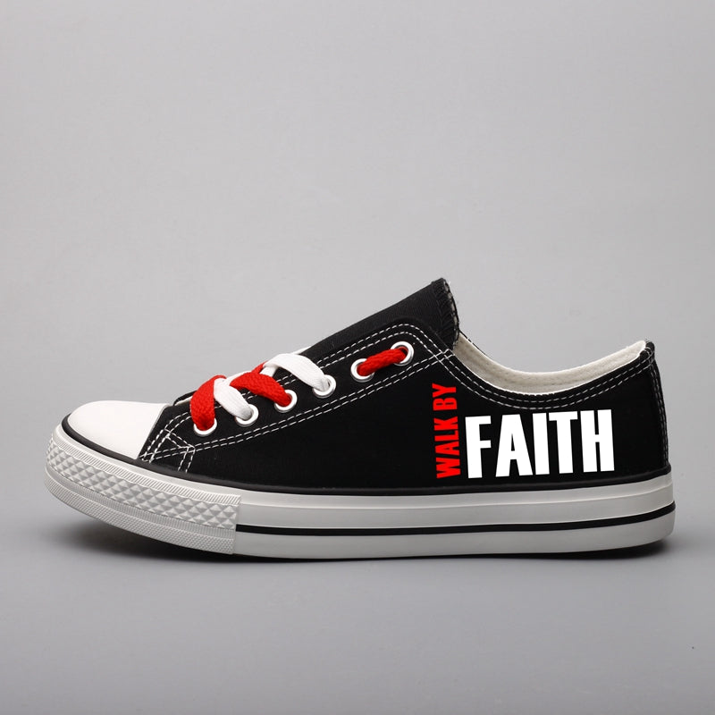 WALK BY FAITH Low Top Canvas Sport Sneakers Shoes For Men Women Fans