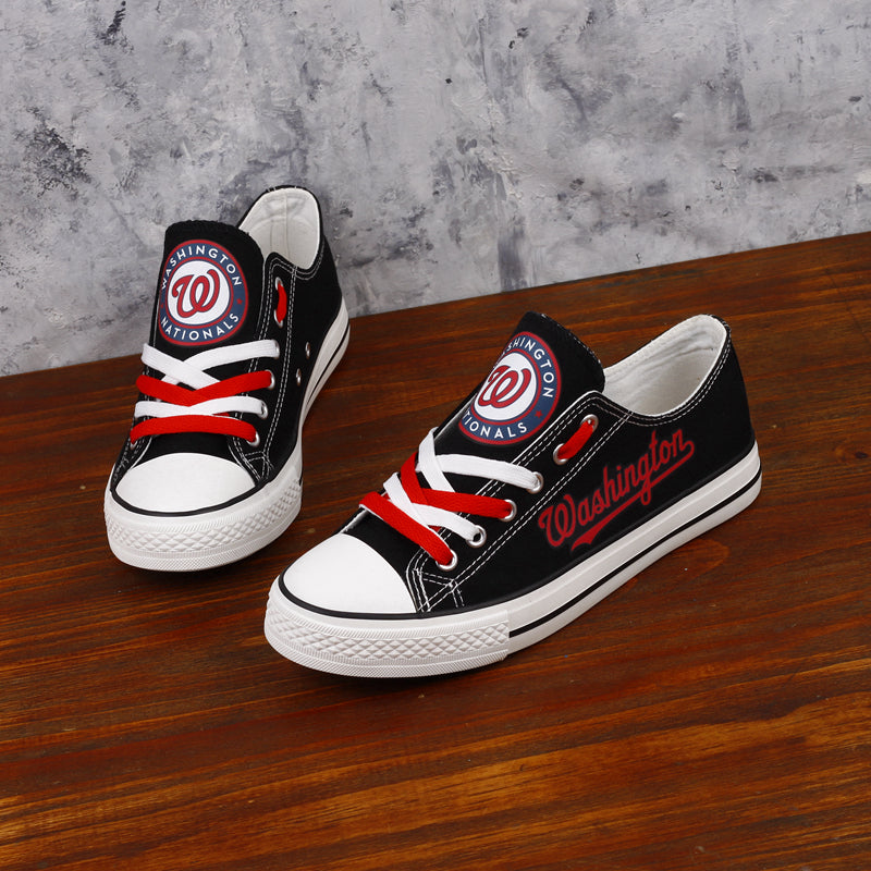 Washington Nationals Limited Print MLB Baseball Fans Low Top Canvas Shoes Sport Sneakers T-DJ182H