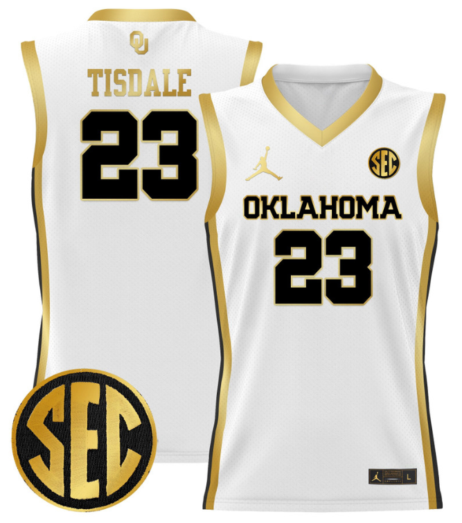 Wayman Tisdale Jersey #23 Oklahoma Sooners 2024 Lightweight Basketball White Gold