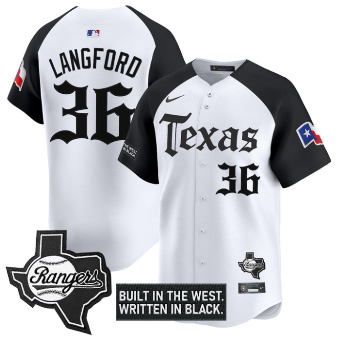 Wyatt Langford Jersey #36 Texas Rangers Gothic Frontier Edition Vapor Limited Stitched Alternate